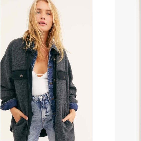 Free People Jackets & Blazers - Free People Ruby Fleece Jacket Washed Black S
